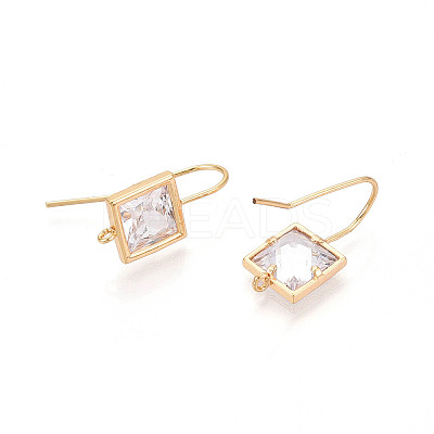 Brass Micro Pave Clear Cubic Zirconia Earring Hooks LS-KK-N267-36G-1