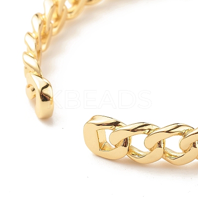 Brass Curb Chain Shape Open Cuff Bangle for Women LS-BJEW-B054-38G-1