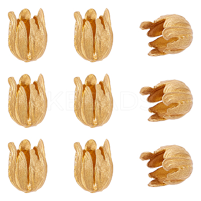10Pcs 3D Brass Bead Caps KK-NB0003-29-1