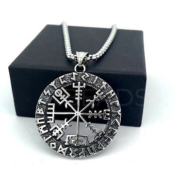 Vintage Viking Hollow Compass 304 Stainless Steel Pendant Necklaces for Men Women RB1403-1