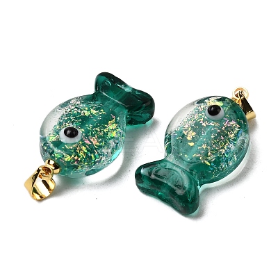 Handmade Dichroic Foil Lampwork Pendants X2-DICH-G001-01G-05-1