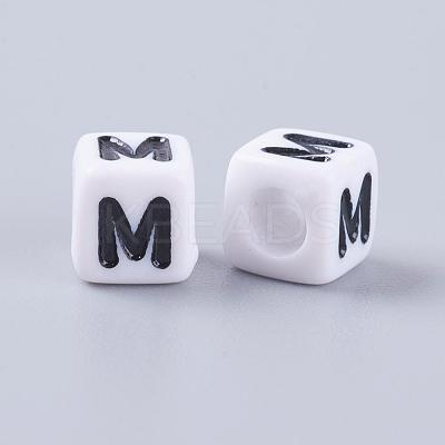 Acrylic Horizontal Hole Letter Beads PL37C9308-M-1