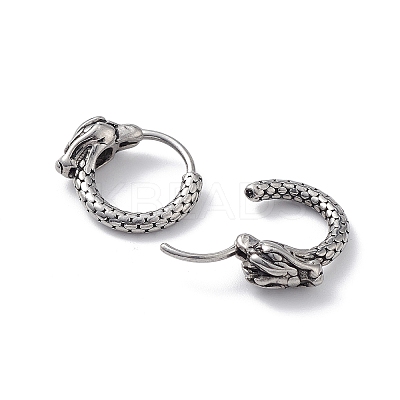 304 Stainless Steel Dragon Hoop Earrings for Men Women EJEW-F312-05AS-1