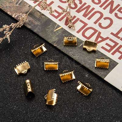 Ion Plating(IP) 304 Stainless Steel Ribbon Crimp Ends STAS-F075-02-1