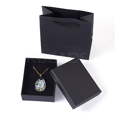 1Pc Dried Flower Stainless Steel Cable Chain Necklaces NJEW-TA0001-19B-1