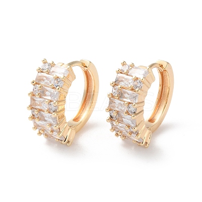 Rack Plating Brass Clear Cubic Zirconia Hoop Earrings EJEW-S241-07G-1