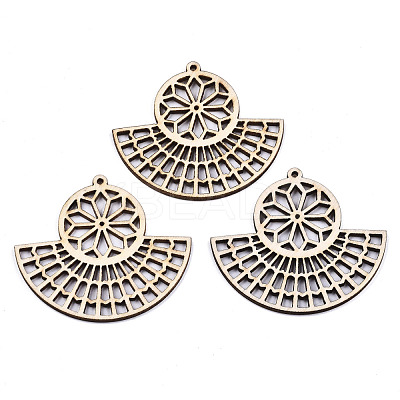 Undyed Natural Wooden Big Pendants X-WOOD-N007-036-1