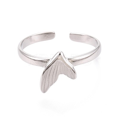 Adjustable 304 Stainless Steel Open Cuff Rings for Women RJEW-N052-27P-1