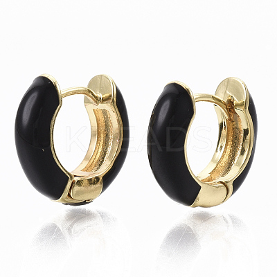 Brass Huggie Hoop Earrings EJEW-S209-01A-1