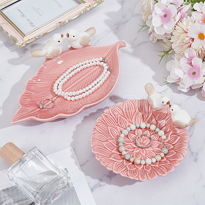 2Pcs 2 Style Ceramic Jewelry Plates AJEW-PH0006-43B-1