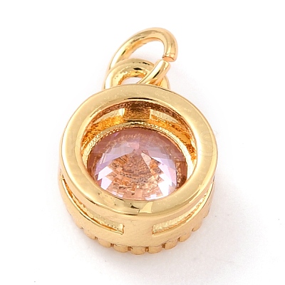 Real 18K Gold Plated Brass Inlaid Cubic Zirconia Charms ZIRC-L100-081G-06-1