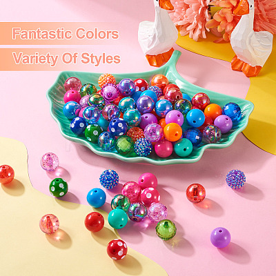 82Pcs 32 Style Opaque & Transparent Acrylic Beads MACR-TA0001-24-1