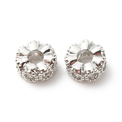 Brass Clear Cubic Zirconia Spacer Beads KK-G420-22P-1