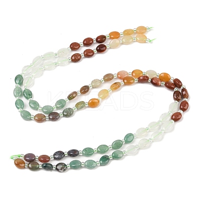 Natural Indian Agate & Yellow Aventurine & Green Aventurine & Quartz Crystal & Synthetic Goldstone Beads Strands G-Z135-A02-1