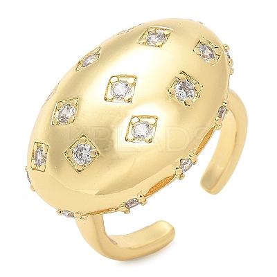 Brass Micro Pave Clear Cubic Zirconia Cuff Rings LS-RJEW-M029-04G-1