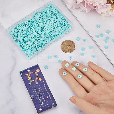 3 Strands Flat Round Handmade Polymer Clay Beads CLAY-SC0001-69E-1