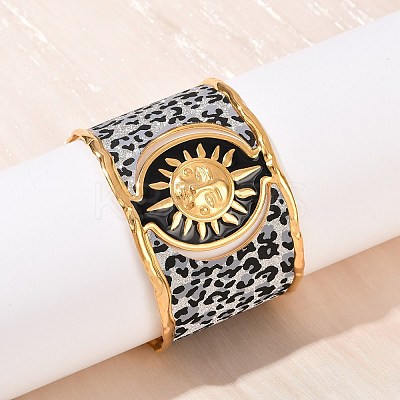 304 Stainless Steel Cuff Bangles for Women LS-BJEW-K285-01B-G-1