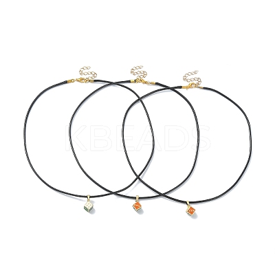 Alloy Enamel Dice Pendant Necklace with Polyester Cords NJEW-JN04515-1