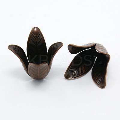 4-Petal Brass Flower Bead Caps X-KK-M010-02R-NR-1