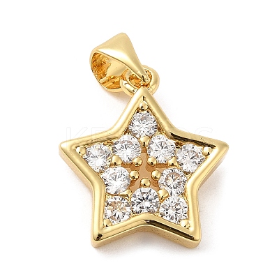 Rack Plating Brass Micro Pave Clear Cubic Zirconia Pendants KK-Q784-23G-1