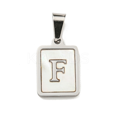 304 Stainless Steel Pave Natural White Shell Pendants STAS-S130-03P-F-1