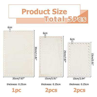 5Pcs 3 Styles Wooden Basket Bottoms DIY-HS0002-15-1