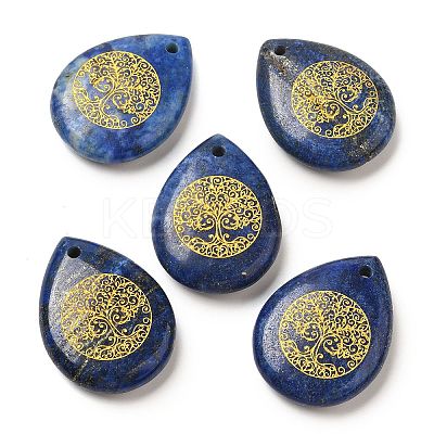 Natural Lapis Lazuli Drop Pendants G-C158-01K-1