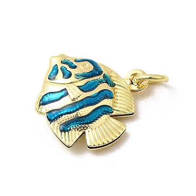 Brass Enamel Pendants KK-I378-13G-D-1