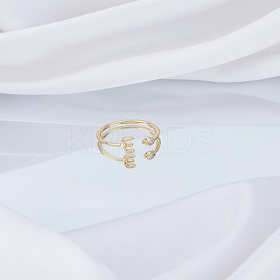 1Pc Brass Micro Pave Clear Cubic Zirconia Open Cuff Rings for Women RJEW-LP0002-37E-1