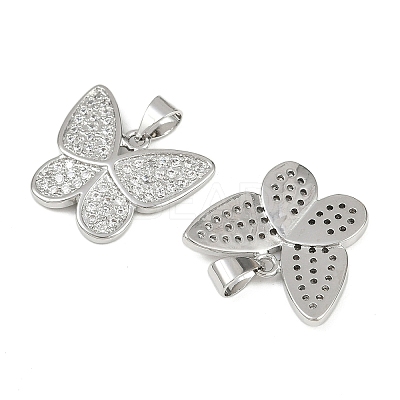 Brass Micro Pave Clear Cubic Zirconia Pendants KK-C109-01P-1