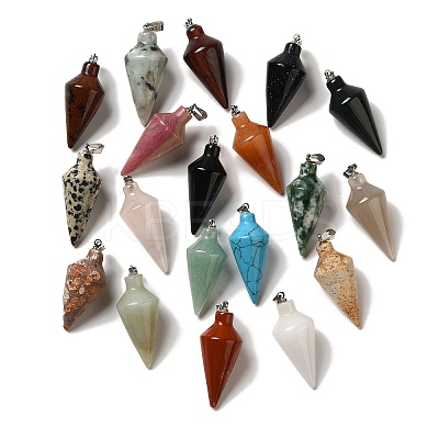 Natural & Synthetic Mixed Gemstone Pendants G-Z055-02P-1