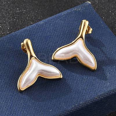 201 Stainless Steel Mermaid Tail Stud Earrings EJEW-P304-01G-1
