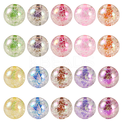 30Pcs 10 Colors Transparent Crackle Acrylic Beads MACR-TA0001-37-1