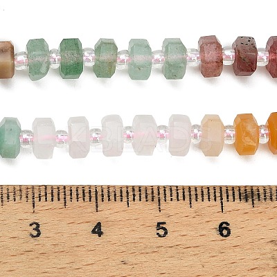 Natural Rhodonite & Yellow Aventurine & Rose Quartz & Amazonite & Lemon Jade & Strawberry Quartz & Green Aventurine Beads Strands G-G317-A01-3x6mm-1