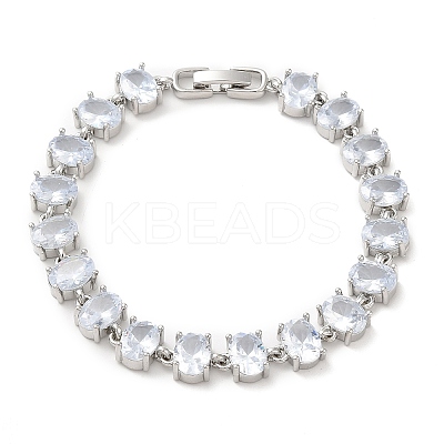 Clear Cubic Zirconia Tennis Bracelet BJEW-M296-01P-1