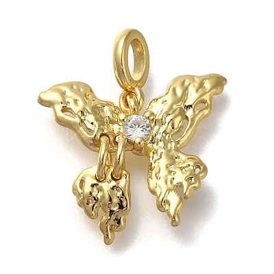 Rack Plating Brass Micro Pave Cubic Zirconia Pendants KK-M014-11G-1