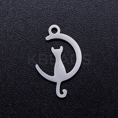 Non-Tarnish 304 Stainless Steel Kitten Pendants A-STAS-Q201-JN272-1-1