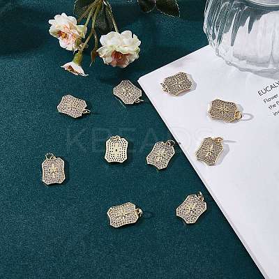 10Pcs Rack Plating Brass Micro Pave Clear Cubic Zirconia Pendants ZIRC-SZ0004-08-1