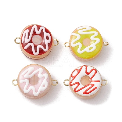 Handmade Lampwork Enamel Donut Connector Charms PALLOY-JF02573-1