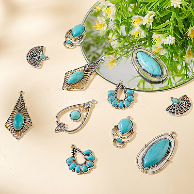 12Pcs 6 Styles Retro Alloy Pendants FIND-GO0001-93-1