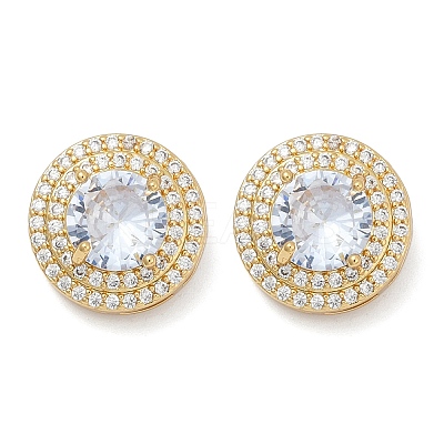 Brass Micro Pave Clear Cubic Zirconia Clip-on Earrings X-EJEW-H154-11B-G-1