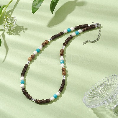 Natural Wenge Wood Pendant Necklaces NJEW-JN04791-03-1