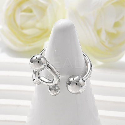 304 Stainless Steel Round Cuff Rings for Women RJEW-A063-01B-P-1