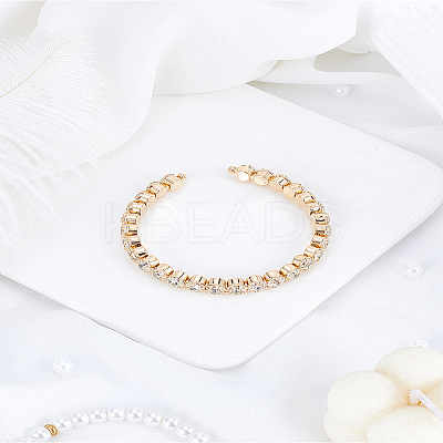 1Pc Alloy Rhinestone Cuff Bangles for Women BJEW-LP0012-02G-1