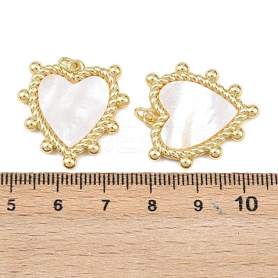 Natural Shell Heart Pendants KK-L251-42G-01-1