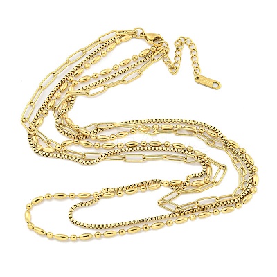 Ion Plating(IP) 304 Stainless Steel Multi Layered Necklaces LS-NJEW-S426-04G-1