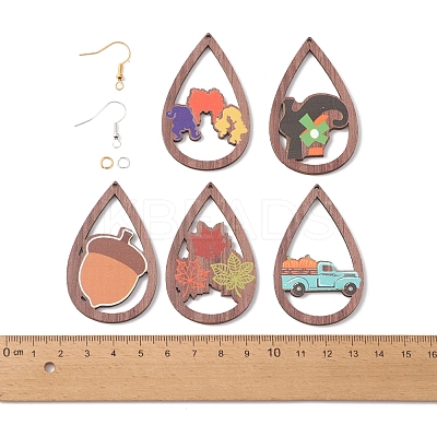 DIY Thanksgiving Day Teardrop Earring Making Kit WOOD-FS0001-07-1