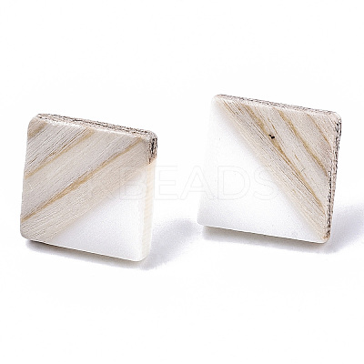 Resin & Wood Stud Earrings EJEW-N017-005A-1