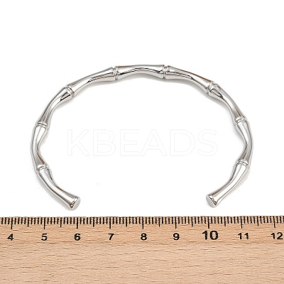 304 Stainless Steel Bamboo Joint Cuff Bangles for Women LS-BJEW-G759-09P-1