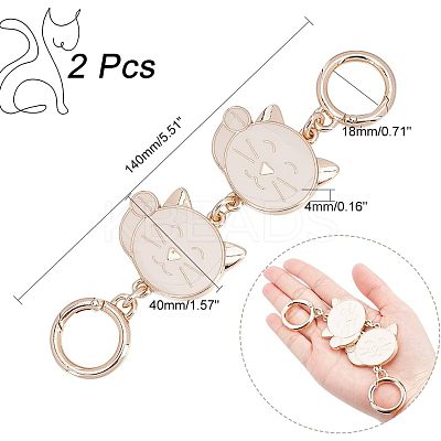 Alloy Enamel Cat Link Chains for Purse Chains PURS-WH0001-40-1
